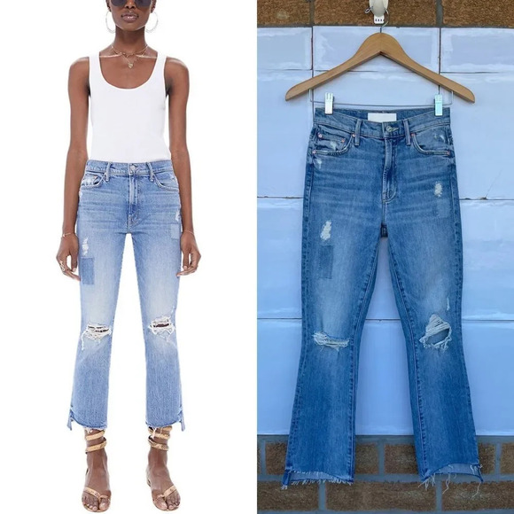 MOTHER SUPERIOR DENIM Insider crop step fray jeans in We Are Castaways blue 23 - Picture 1 of 17